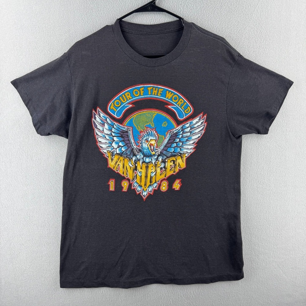 Vintage Van Halen Shirt Mens Fits Medium 20.5x28 Thin Black Single Stitch 80s